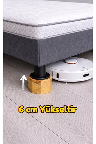 iDekor Robot Süpürge İçin Doğal Ahşap Baza Yükseltici, "6 CM yükseltir" | Oyu...