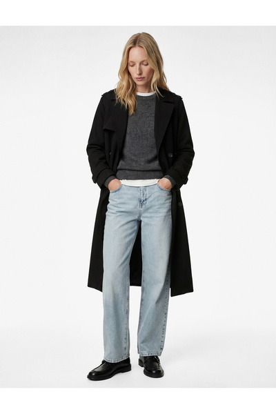 Koton Тренчкот от габардин с дълъг ръкав, закопчаване с копчета, джобове, кол...