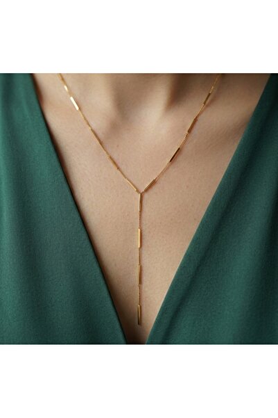 BANEDETTA سلسلة فولاذية من الموسم الجديد طراز Y مع قلادة لاريات ذهبية اللون