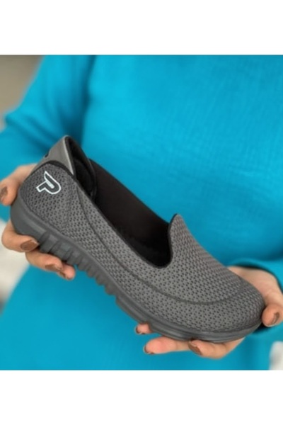 Afilli Women's Smoked Anthracite Daily Sports Walking Casual Shoes Mother Laceless Comfortable Lightweight Memory