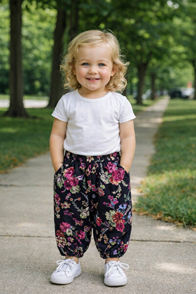 sinankardeşler Φαρδύ παντελόνι για κορίτσια με σχέδιο βισκόζης - Ελαστικό