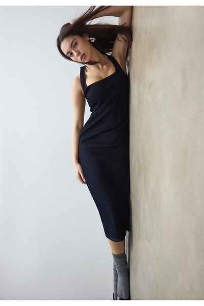 Stradivarius Denim midi dress