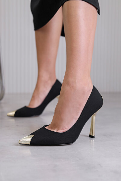 Stil Durağı rangel model 10 cm topuklu yeni sezon abiye ayakkabı stiletto SIY...