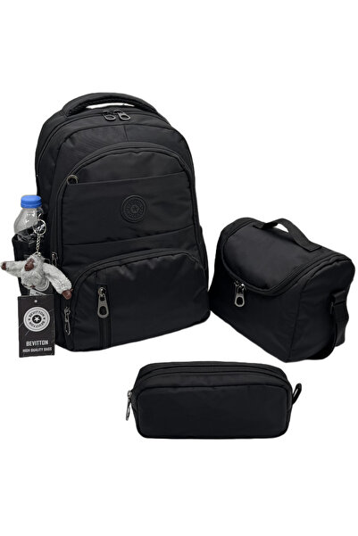 Bevitton ilk Okul Çantası 3'lü Seti Unisex Çocuk ilkokul Çantası Bvt-8010 Siyah