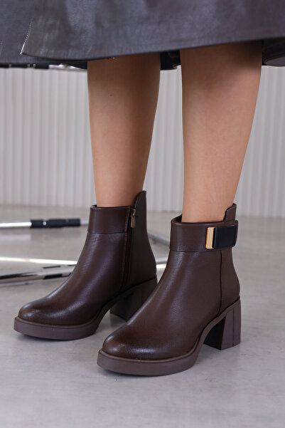 Stil Durağı dupa model 5 cm topuklu yeni sezon kısa bot KAHVE