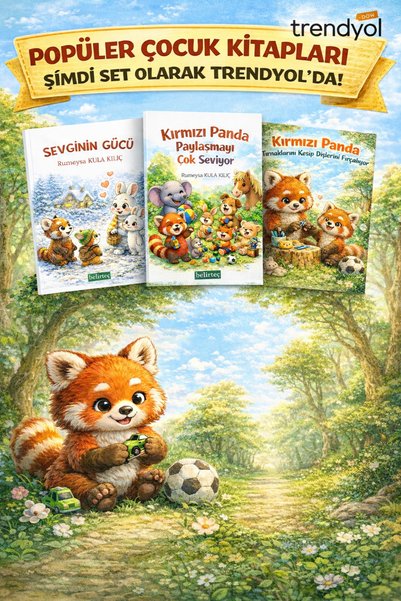 Belirteç Red Panda Educational Children's Table Set of 3