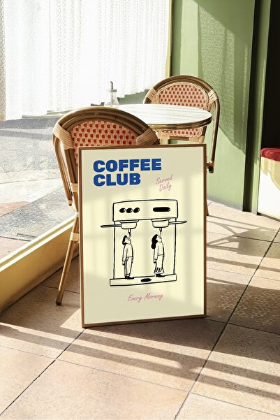 Base Concept Coffee Club Διακοσμητικός Πίνακας Σχεδιασμού Αφίσας με Εικονογρά...