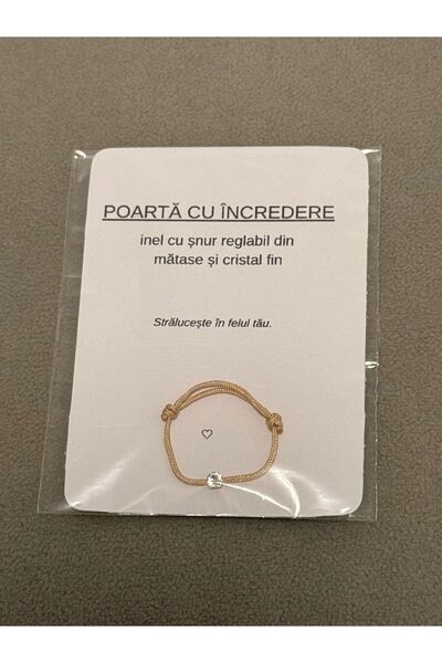 OEM Inel Elegant cu Snur Reglabil si Cristal Swarovski - Bej