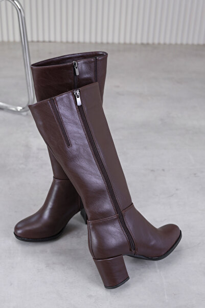 Stil Durağı keylor model 5 cm topuklu yeni sezon uzun çizme KAHVE