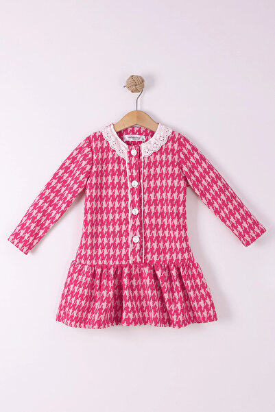 minoles 2-5 yaş Düğmeli Kız Çocuk Ekose Pamuklu Jakar Kumaş Uzun Kollu Kışlık...