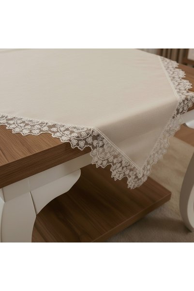 Finezza Violetta Luxury Guipure Lace Ottoman Silk Fabric Cream Living Room Set 5 Pieces - 1036