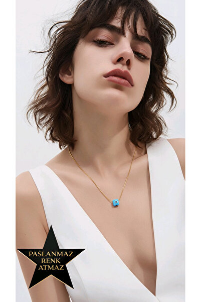 stainless steell قلادة نسائية من الفولاذ المقاوم للصدأ 316 L باللون الأزرق عل...