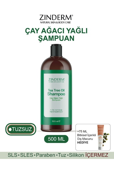 zinderm Çay Ağacı Şampuanı - Arındırıcı Ve Dengeleyici Kepek Karşıtı Tuzsuz Ç...