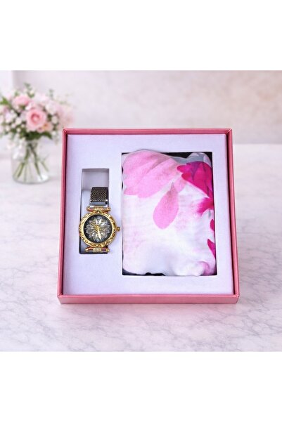 velve Set cadou JESOU COLLECTION,doua articole practice,ceas Flower Stainless...