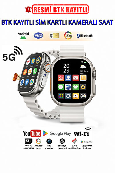 Tekvora HW Ultra3 4G Akıllı Saat 32GB Hafıza AMOLED Ekran Kameralı BTK Kayıtlı