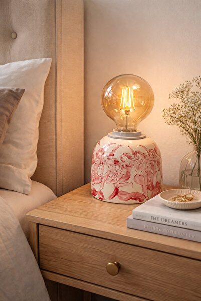 ema El Yapımı Seramik Masa Lambası – Dans Eden Figürler – Bohem Dekoratif Abajur