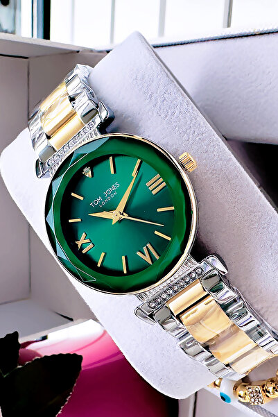 Tom Jones Women's Wristwatch 3 Atm Waterproof Gold Color Steel Cord + Bracele...