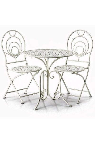 SERSIMO Set mobilier gradina metalic Elba, 2 scaune pliabile, 1 masa, alb