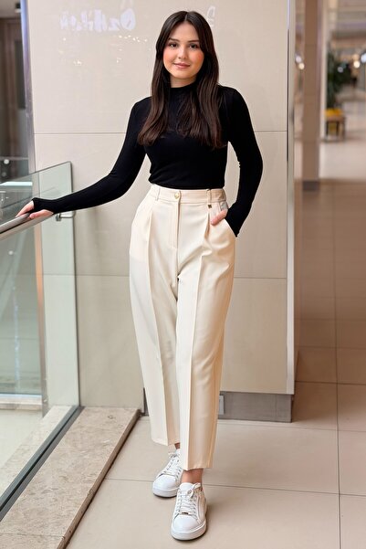 sentez giyim Sentez Roma Arkası Lastikli Pileli Pantolon