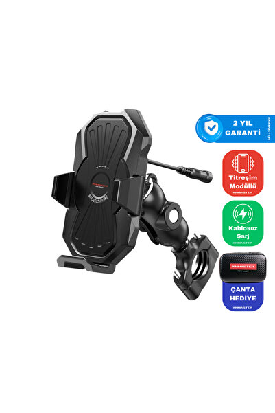 Knmaster TT-880 WU Kablosuz Şarjlı Titreşim Önleyicili Motosiklet Telefon Tutucu
