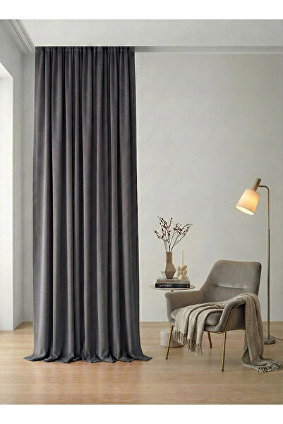 Bercem Home Кадифена текстурирана завеса с допълнителни гънки и събрана част ...