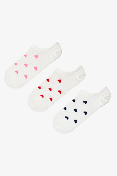Penti 3 Pairs of Seamless Cotton Colorful Heart Patterned Sneaker Socks