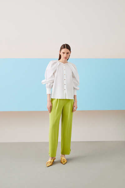 Jus De Pommes BEYAZ YUVARLAK YAKA MANŞETLİ BALON KOLLU KADIN GÖMLEK