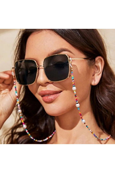 Crystal Atelier نظارة شمسية نسائية مطرزة باللؤلؤ المختلط - إكسسوار بحزام حبل ...