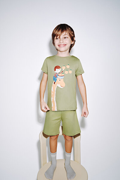 Penti Dino iz polja za dečaka u kaki boji, set od Pamuk delova