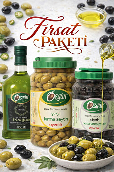 ÖZGÜN ZEYTİN & ZEYTİNYAĞI Gurme Zeytin&Zeytinyağı Paketi (Baharat Hediyeli) (...