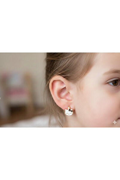 iky aksesuar Hello Kitty Çelik Küpe