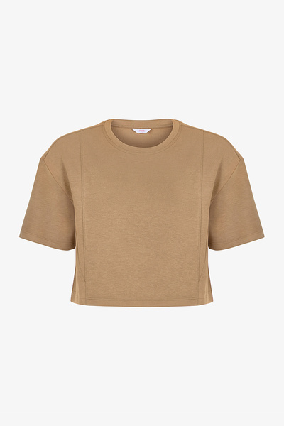 Penti Beige Silky Feel T-Shirt with Stitching Detail