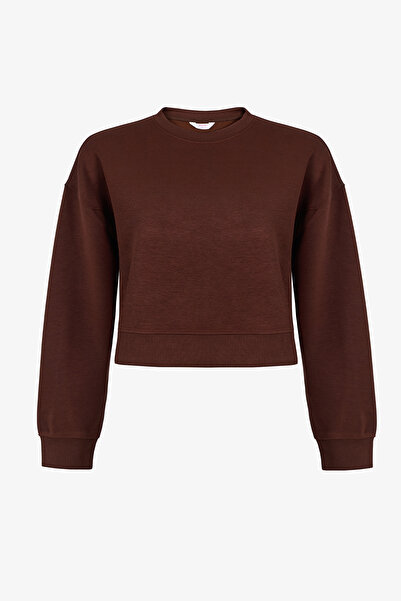 Penti Brown Silky Feel Contrast Sweatshirt