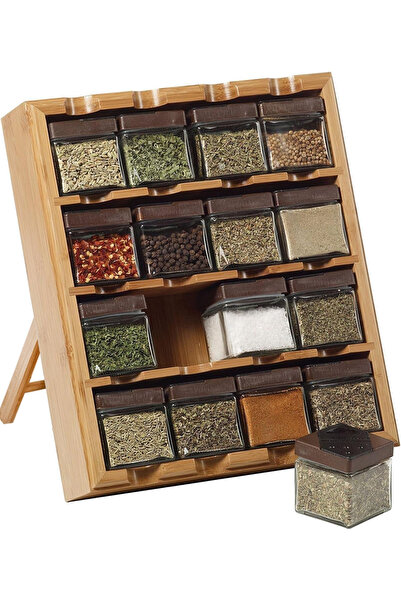 Arabest منظم توابل من الخيزران 3 في 1 للطاولة والحائط والدرج مع التوابل المضم...