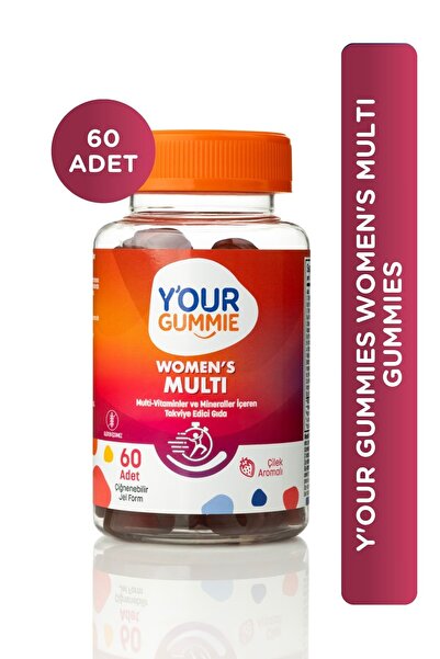 Y'our Gummie Kadınlar için Multivitamin ve Mineral Koenzim Q10,A,B1/2/3/6/12,...