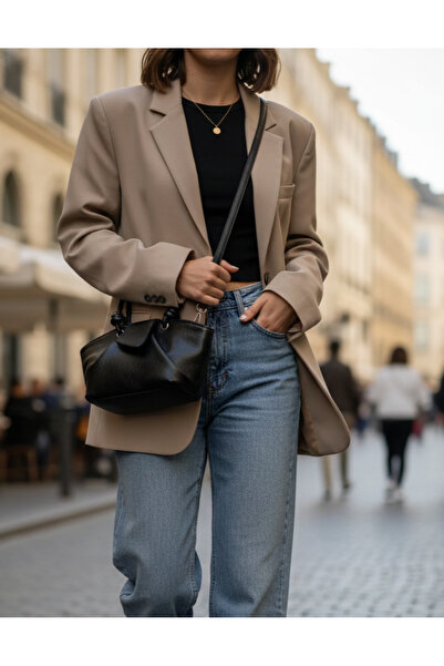 Çanta Trend Women's Knot Handle Mini Bag Black (24 * 14 * 10 cm)