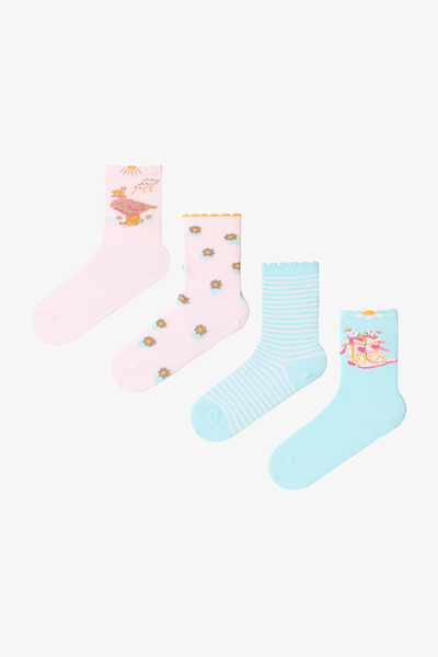 Penti Boy's Cowboy Goose Duck Patterned 4-Piece Socks