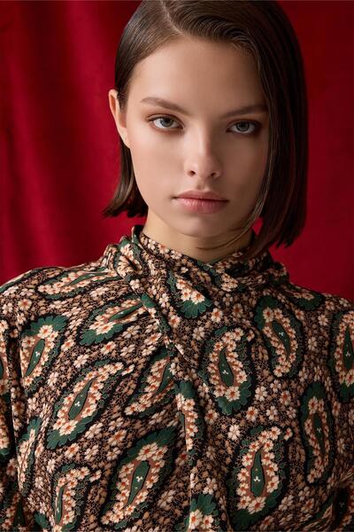 Jus De Pommes ÇİÇEK DESENLİ UZUN ELBİSE