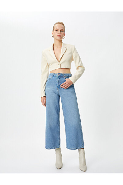 Koton جينز واسع مقصوص بخصر عالي - ساندرا جينز