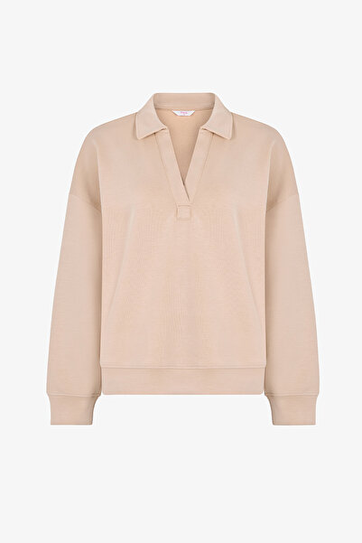 Penti Pastel Beige Polo Neck Modal Sweatshirt