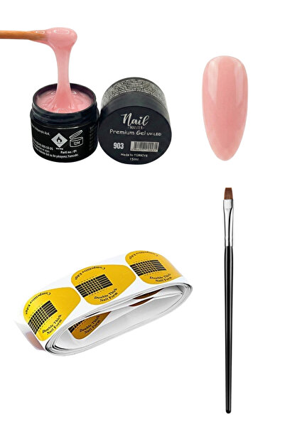 Nail Master Protez Tırnak Jeli 15ml 903 Jel Fırçası 20li Şablon