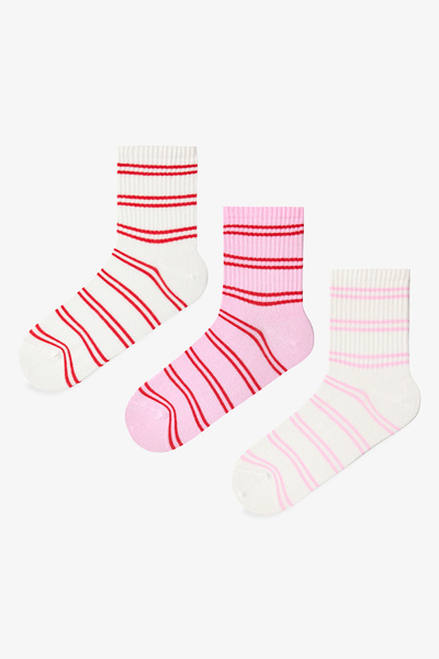 Penti 3 Pairs of Cotton Striped Patterned Socks