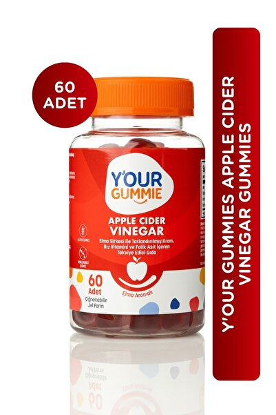 Y'our Gummie Elma Sirkeli, Folik Asit, Krom, B12 Çiğnenebilir Jel Vitamin - A...