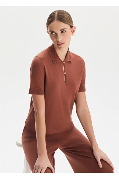 Knitss Pamuk İpek Karışımlı Tarçın Rengi Triko Üst