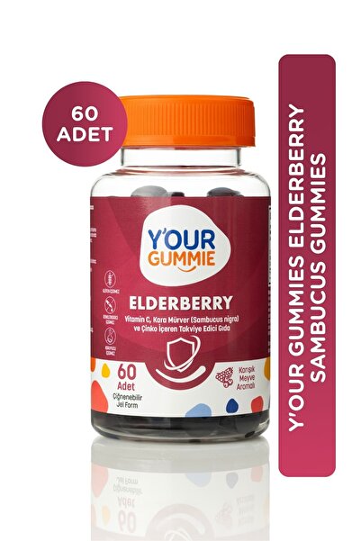 Y'our Gummie Elderberry Sambucus Gummies 60 Adet Kara Mürver /C Vitamini/ Çin...