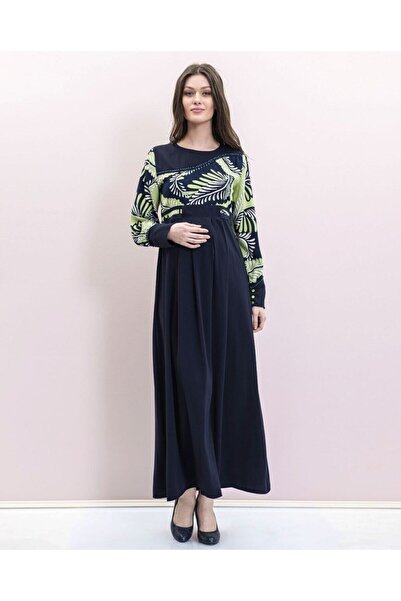 Genel Markalar Boncuk Aksesuarlı Uzun Hamile Elbisesi