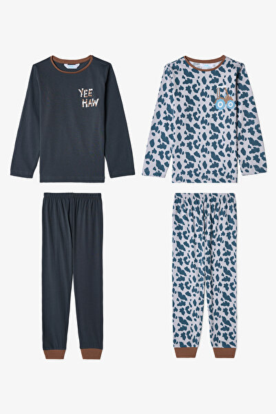 Penti Set de pijamale din bumbac cu mâneci lungi, cu model de vacă, pentru bă...