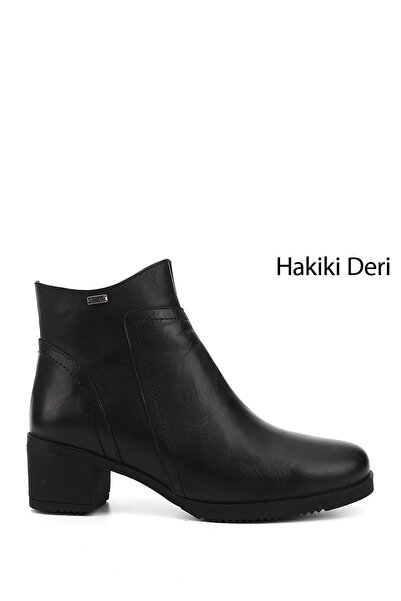 GÖNDERİ(R) Cizme de zi cu zi pentru femei NEGRE din piele naturală cu vârf ro...