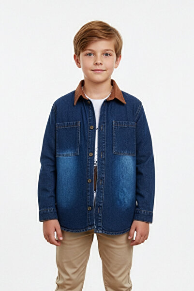 Fulla Moda Βελούδινο Σετ 2 τεμαχίων για αγόρια με λεπτομέρειες και κουμπιά