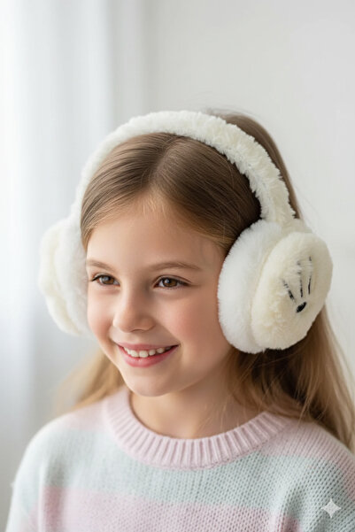 PETEK AKSESUAR Котешки плюшени ушанки за зимата, предпазващи от студа, бели